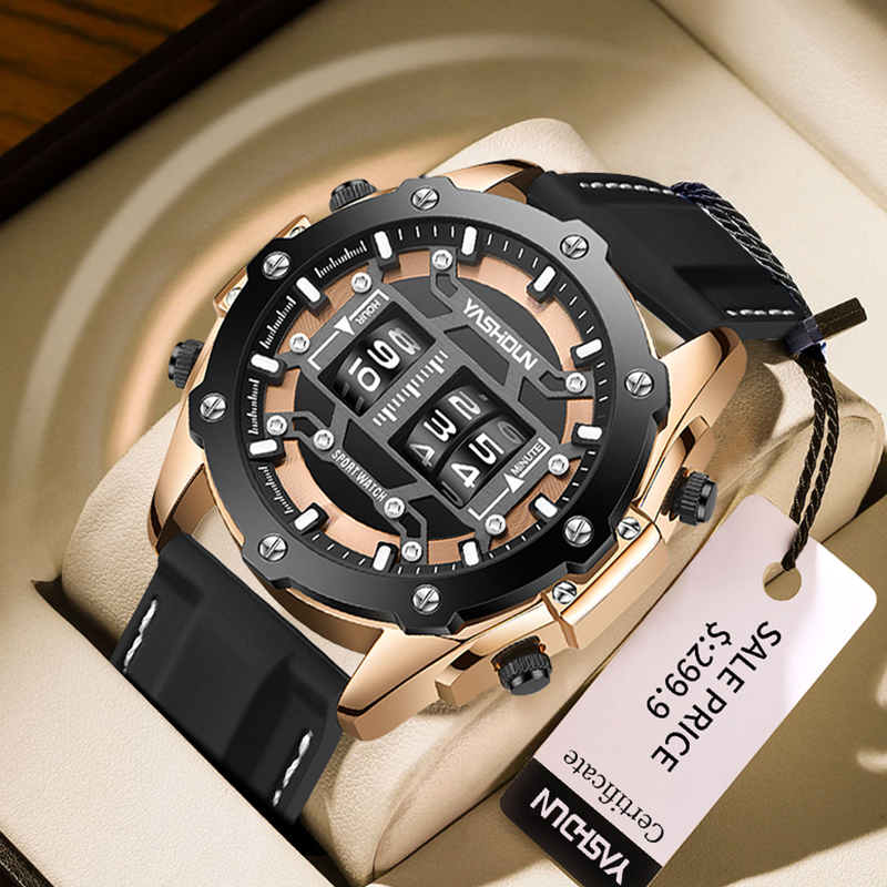 Leather Watch Band Men - Creatief horloge Digitaal quartzhorloge Heren Luxe