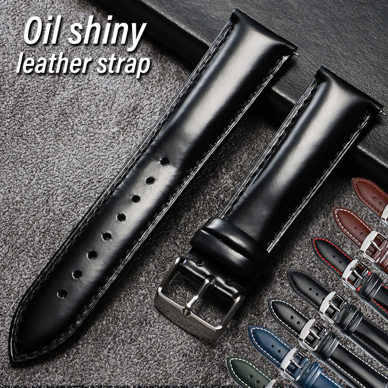 Leather Strap Quick Release - Olieglanzende lederen band 18mm 19mm 20mm