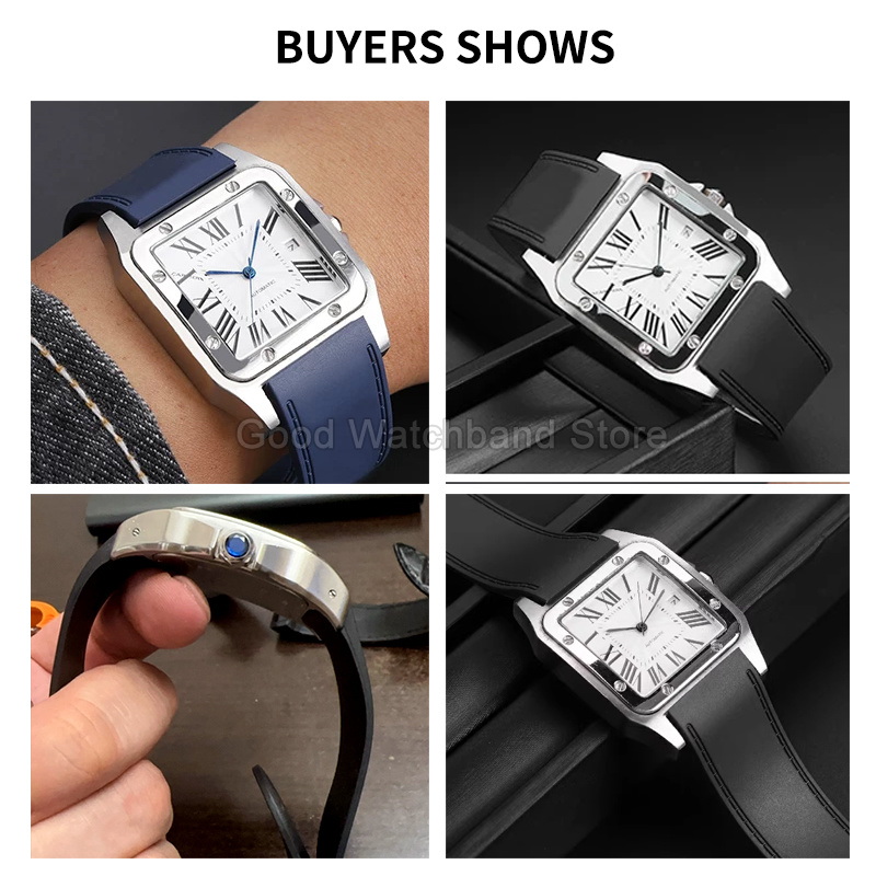 Zwart Blauw Hoge Kwaliteit Rub - Cartier Watch Santos recensie en prijs