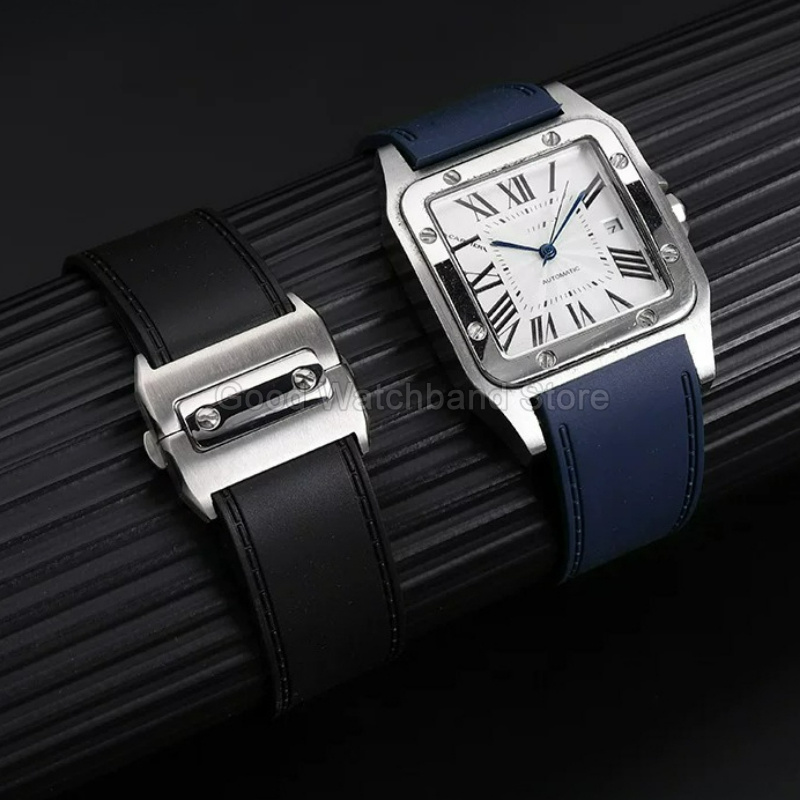 Zwart Blauw Hoge Kwaliteit Rub - Cartier Watch Santos recensie en prijs
