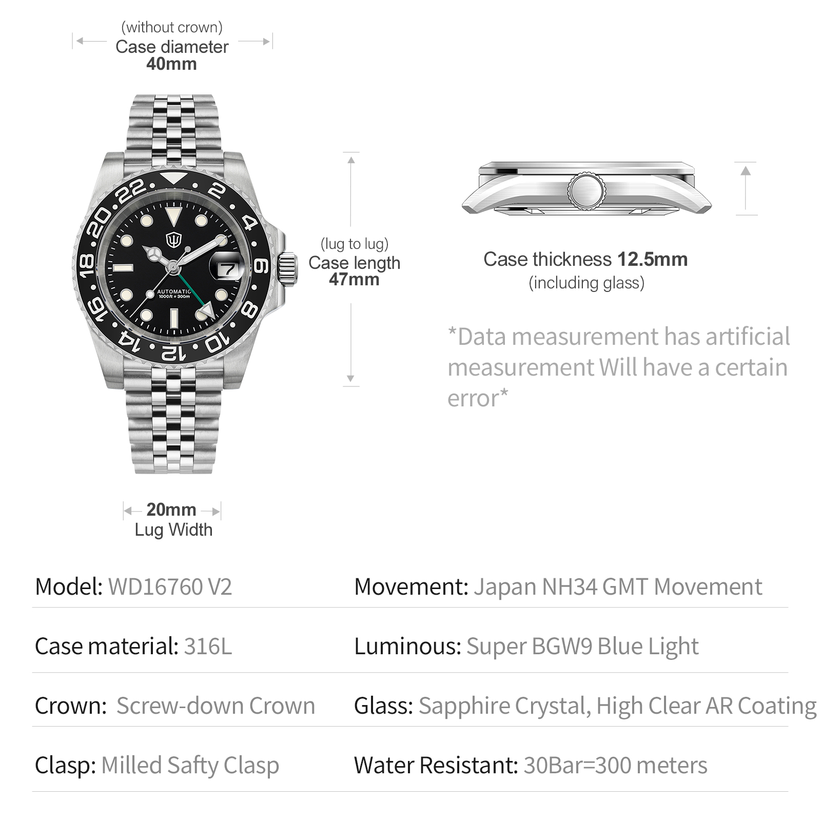 Watchdives NIEUWE WD16760 V2 N - Rolex Watch Submariner recensie en prijs