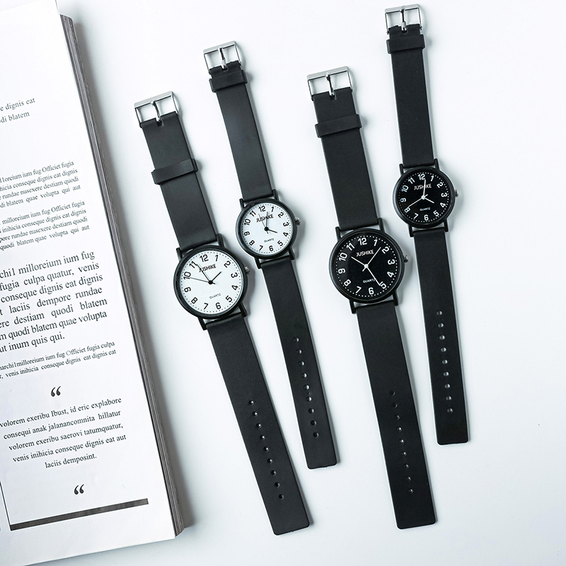 Eenvoudige zwarte horloge quar - Silicone Band Women recensie en prijs